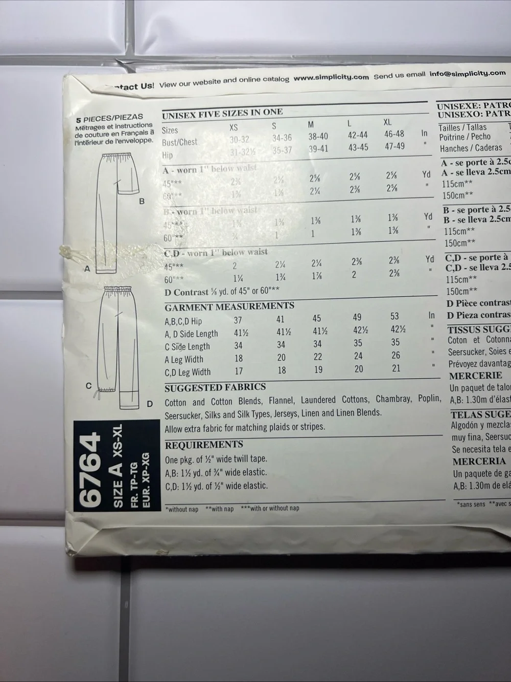 New Look 6764 Sewing Pattern Size A Opened